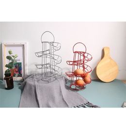 Kitchen creative egg rack spiral basket wrought iron practical multifunctional Spiraling Dispenser Rack Basket Storage 211112