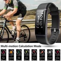 -SmartWatch ID130Plus HR-Armband Schwarz Fitness-Tracker mit Blutdruck Herzfrequenz Sleep Health Monitor All-Day-Aktivität Tracking Smart Uhren Schnellladung