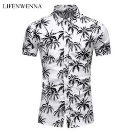 Casual Shirt Mens Summer Shirts Fashion Coconut Tree Printed Short Sleeve Shirts Mens Plus Size Beach Hawaiian Shirt 6XL 7XL 210528