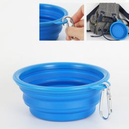 newTravel Collapsible Dog Feeding Bowl Two Styles Pet Water Dish Feeder Silicone Foldable Bowl With Hook many Styles To Choose EWB5604