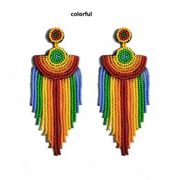 Handmade women's female's ladies' punk Bohemian Exaggerated beaded tassels long Earrings drop earrings dangler studs eardrop free shipping