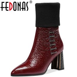 Ankle Cowboy Boots For Women Classic Side Zipper High Heels Party Night Club Winter Shoes Woman 210528