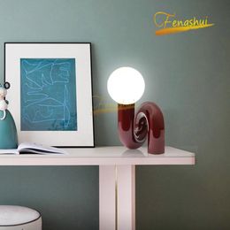 brush on resin Australia - Table Lamps Modern Creative LED Lamp Lighting Nordic Design Shaped Glass Lights Study Bedroom Decor Light Fixtures