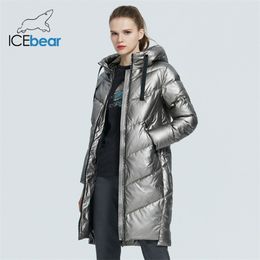 hooded winter women's jacket fashion casual slim long warm cotton coat brand ladies parkas GWD20302D 211223