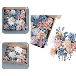 Decorative Flowers & Wreaths Reliable Eye-catching High-end Packaging Wedding Party Simulation Rose Box Fake Silk Flower 1 Set