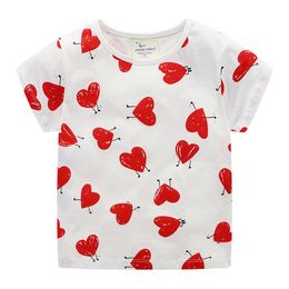 Jumping meters Toddler Girls Tees 100% Cotton Clothes for 2-7T Children Summer Cartoon Tops School Cute 210529