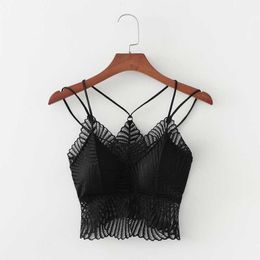 Slim Women Camis Sexy Bra Summer Fashion Black and White Lace Crop Top 210602