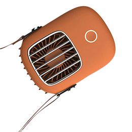 Ventiladores eléctricos Air acondicionador personal Ventilador portátil de doble efecto enfriamiento Banda para el cuello recargable USB colgante naranja