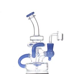 7 inch Blue Tornado Hookah Recycler Glass Bong Recyable Dab Rigs Smoking water pipe bongs Heady Pipes Size 14mm joint with bowl