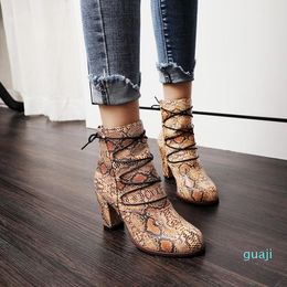 Boots Big Size 9 10 11-17 Women Shoes Ankle For Ladies Woman Winter Cross Band Panache Leopard Print 4012