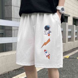 2021 Summer Men Thin Shorts Loose Fitting Casual Knee Length Trousers H1206