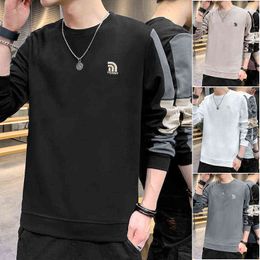 Men's sweater 2021 autumn new youth leisure loose round neck long sleeve versatile T-shirt bottomed shirt H1206