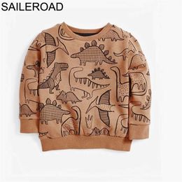 SAILEROAD Infants Boys Sweatshirts Autumn Animal Dinosaur Children's Shirts Clothing for Cotton Baby Kids Hoodies 211111