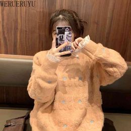 WERUERUYU Autumn Winter Sweater Women Harajuku Jumper Pullovers Oversized Sweaters Korean Vintage Knitwear 210608
