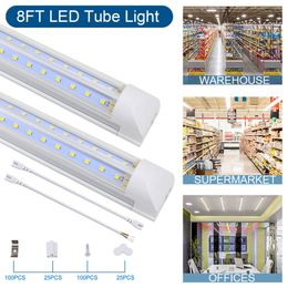 -Luces LED Tube Light Shop Shop 8ft 100W 10000LM 6500K FROL White Waper Clear Cover Bight Salida para almacén de garaje