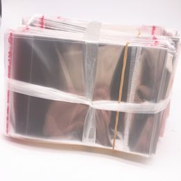 100pcs 7x14cm Clear Self Adhesive Seal Plastic Bags Transparent Resealable OPP Packing Poly Bags Pick Beads Hanging Holes