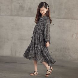 Girls Floral Midi Dress Summer Children Clothing 2021 New Bow Chiffon Baby Dresses with Lining Teen Kids Clothes Ruffles,#6040 Q0716
