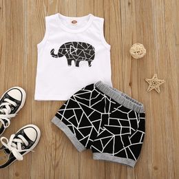 Clothing Sets Infant For Baby Boys Clothes Set Born Toddler Kids 2021 Summer Sleeveless Elephant Vest Tops+Shorts Outfits