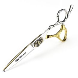 professional NEPURLson barber hair cutting scissors golden silver 6.0 inch 6CR 62HRC