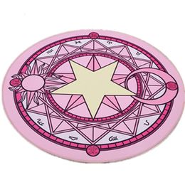 Cartoon Card Captor Sakura Carpet Magic Array Rug Doormat Anti-Skid Soft Play Mat Plush Princess Round Carpets Floor Mat 210317