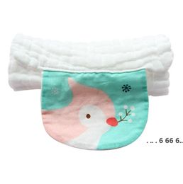 newSweatband Baby Cartoon Sweat Towel 6 Layers Cotton Gauze Bibs Infant Fabric Sweatband Bibs Burp ClothsSpinning Cotton Towel EWE5101