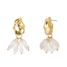 Dangle & Chandelier Natural Special-shaped Pure White Pearl Earrings For Women Exaggerated Design Jewellery Gold Special-shaped Earring Jewellery