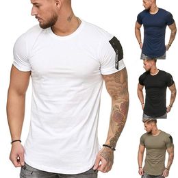 Summer Fashion Casual T -Shirt Men 'S Fashion Zipper Sleeve O -Neck Hip Hop T -Shirt Top Cotton T-Shirt Men 'S Size M-5XL