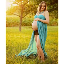 Pregnancy Dresses Maternity Photography Props Clothes For Pregnant Women Shoulderless Tailed Maternity Dresses For Photo Shoot Y0924