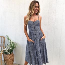 Neue Heiße Frauen Vintage Casual Sommerkleid Weibliche Strand Kleid Dame Boho Sexy Blumen Kleider Mädchen Midi Taste Backless Polka gestreiften Rock