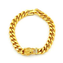Hip Hop Men Bracelet Wrist Chain 18k Yellow Gold Filled Classic Fashion Jewelry Gift Coll Male Present