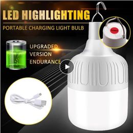 Emergency Lights USB Rechargeable Light Bulb Outdoor Camping Dimmable Portable Lantern BBQ Hanging Mobile Tools 40W Night