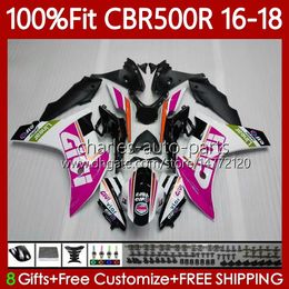 Injection mold Fairings For HONDA CBR500 CBR 500 R RR CC 500R Pink White 500CC CBR500R 16 17 18 Body 111No.32 CBR500RR 2016 2017 2018 CBR500CC 16-18 OEM Bodywork