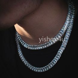 10MM Baguette Tennis Chain Real ICED Diamond Necklace HipHop Cubic Zirconia Jewellery Tennis Choker 7inch 8inch 16inch 18inch 20inch
