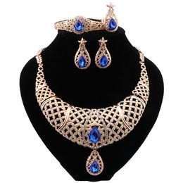 Exquisite Dubai Gold Color Wedding Necklace Bracelet Earrings Ring Brand Nigerian Woman Accessories Jewelry Set