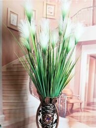 93CM 7 Fork Large Plants Artificial Reed Grass Onion Bouquet For Wedding Indoor Fake Flower Branch Office Family Party Decor 210624