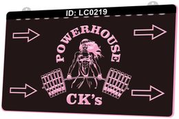 LC0219 Powerhouse Weightlifting Fitness Women Light Sign 3D Engraving