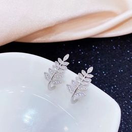 Stud Earrings 925 Sterling Silver Leaves Shape Design Sweet Earring for Ladies 5 Pairs