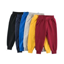 Pantaloni sportivi lunghi da ragazzo da 1 a 9 anni Pantaloni da bambina in cotone 100% solido Pantaloni sportivi casual autunno-primavera