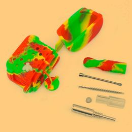 Smoking Multi-function Colourful Silicone Case Kit Glow In Dark Luminous Dry Herb Tobacco One Hitter Catcher Cigarette Holder Tip Oil Rigs Bong Straw Nails DHL Free