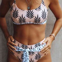 Cikini Women'S Fashion Sexy Printed Swimsuit Small Fresh Split Beach Push Up Brazilian Bikini 210629