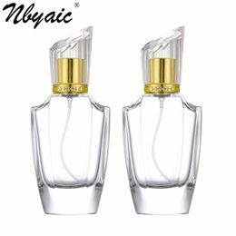 Nbyaic 50pcs Irregular Diamond Lid Dispensed Glass Empty Bottle 50ml Large Capacity Perfume Replacement Spray