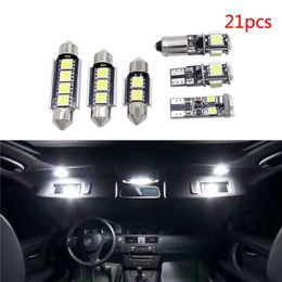 21 Pcs/Set WHITE LED Reading Lamp Car Interior Lights Replacement Package Kit for BMW 5 Series M5 E60 E61 Auto LED Bulb