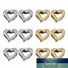Louleur 30pcs/lot Metal Heart Big Hole Spacer Beads For Jewelry Making Gold Color Charms Beads Craft Bracelet Necklace Findings