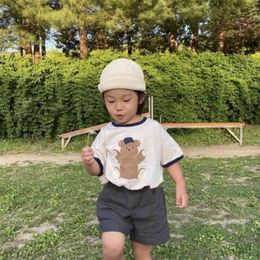 Summer Arrival Girls Fashion Cartoon Bear Sets Kids Cotton Suit Girl Clothes 210528