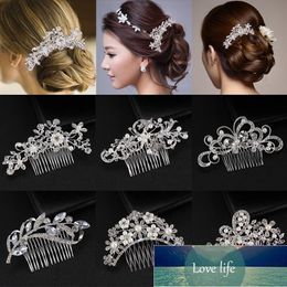 1PC Wedding Bridal Hair Comb Clip Leaf Pearl Hairpins Headpiece Women Crystal Hair Ornaments Jewellery Bridesmaid Hair Accessories Factory price expert design