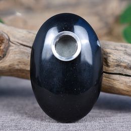 Smoking Pipe Natural Obsidian Oval Crystal Pipe Palm Stone Quartz Healing Crystal Reiki Egg Portable Trip Smoke Tobacco