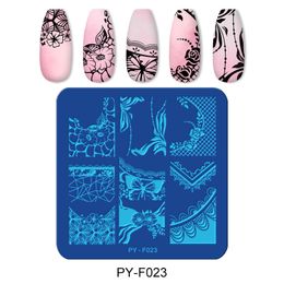 lace stencils UK - QualityPICT YOU Nail Stamping Plates Square Lace Series Nail Art Stamp Plate Design for DIY Image Plate Stainless Steel Stencil Tools