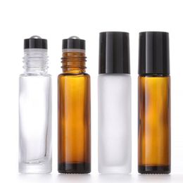 10ml Refillable Compacts Glass Perfume Roll on Bottle Clear Amber Essential Oil Bottle with Metal Roller Ball