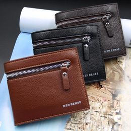 Wallets Men Fashion Mens Wallet With Coin Bag Zipper Small Money Purses Dollar Slim Purse Clip Buckle Wholesale 109