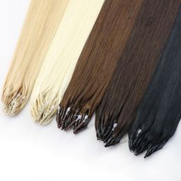 Invisible MINI 8d Nano Rings Micro Beads 100% Human Hair Extensions Remy Vigin Natural Brown Blonde Pure Color 100strands 14 16 18 20 22 24 26 Inch